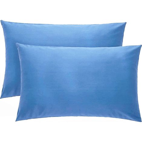 KLULK Coppia Federe Blu Cobalto 100% Cotone, 52 X 82 Cm, Set Di 2 Cuscino Letto, Chiusura A Busta, Tinta Unita, Made In Italy (1/4)