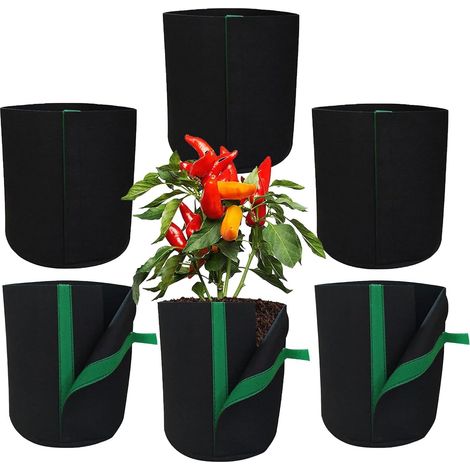 CCYKXA  6-Piece Fabric Grow Bags – Fabric Plant Bags  Fabric Flower Pots for Potatoes, Tomatoes, Vegetables, Garden Pots, Root Aeration, Planting Bags (1/5)