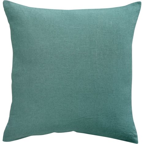 Taie d'Oreiller en 100% Lin Stonewashed Bleu Prusse 65 x 65 cm - PANGIVO (1/5)