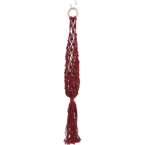 Panier à fruits artisanal et portable en corde tressée, idéal pour la cuisine, de couleur rouge bordeaux. (1/5)