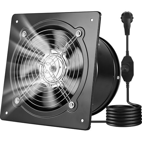Ventilateur Extraction Mural 20,3 cm Ventilateur Extracteur 980 m³/h Extracteur d'Air pour Grenier, Garage, Sous-sol, Atelier, Cuisine, Faible Consommation 48 W, avec Variateur de Vitesse, Noir (1/5)