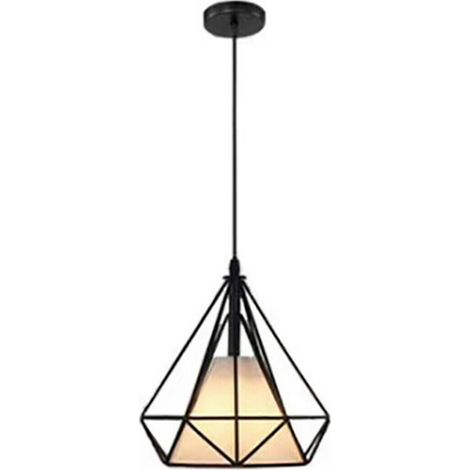 LAMPADARIO GABBIA IN METALLO INDUSTRIALE RETRO E27 PENDENTE VINTAGE NERO SJ100 (1/2)