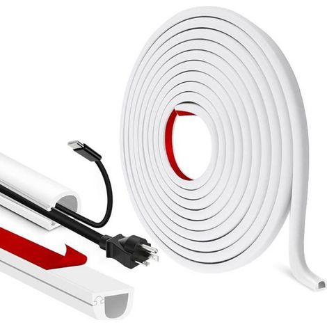 1 Goulotte câble adhésive 7mm x 14mm x 1m PVC flexible blanc pour mur bureau garage (1/5)