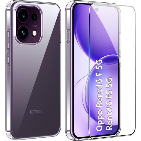 Handyhülle für Oppo Reno 16F/16 FS 5G mit Schutzfolie, transparent