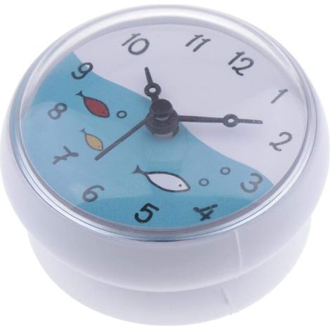 Orologio da parete per doccia/bagno con ventosa, impermeabile, con indicazione dell'ora, decorazione per la casa - Bianco, 75x35 mm