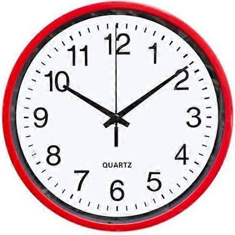 Horloge murale silencieuse sans tic-tac, grande horloge ronde avec chiffres - FS - rouge (1/5)