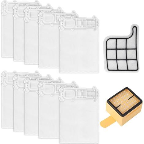10 Staubbeutel, inklusive 1 Motorgitterfilter + 1 Filter, Staubsaugerbeutel-Set kompatibel mit VK135 VK136, VK 135 VK 136 kompatible Staubsauger (1/5)