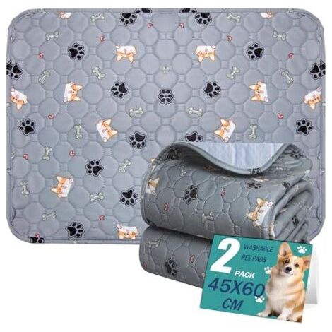 FENOPLASTICATapis Éducateur pour Chien Lavable Réutilisable, Lot de 2, Tapis Ultra Absorbants, Tapis d'urine pour Animaux de Compagnie, Antidérapant, Capacité d’Absorption - 45x60cm (1/4)