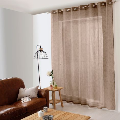 Rideau Voilage XXL Effet Lin "Maya" 300x240cm Vison