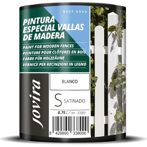 JOVIRA PINTURAS Pitture recinzioni in legno, smalto per legno esterno per recinzioni, casa in legno, garage, ecc. (750 Millilitri, Bianco) (1/5)