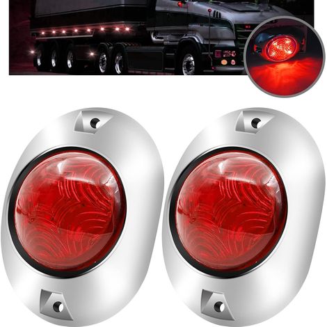 2PCS 5 LEDs Feux de Gabarit pour Remorque 12V/24V Rouge LED Arrière Avant Indicateur de Position en Lumière avec Lunette Chromée pour Camion Caravane Camping Car Van Tracteur Bus (1/5)
