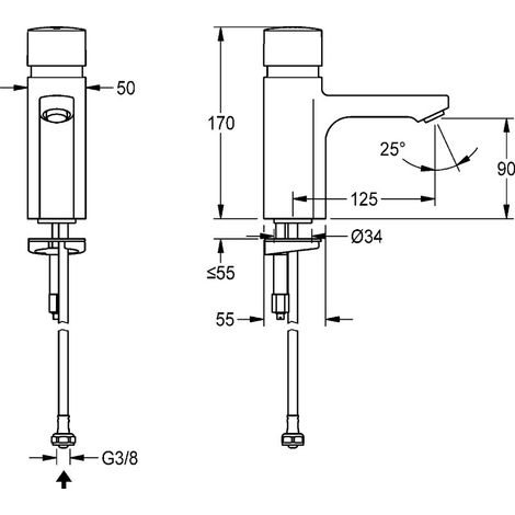 KWC Standventil, F5, Hydr, O. Mischung, 3l (1/2)