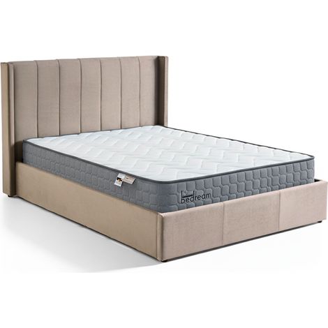 Pack Lit-coffre Magorial + Matelas Bedream 160x200cm Velours Taupe