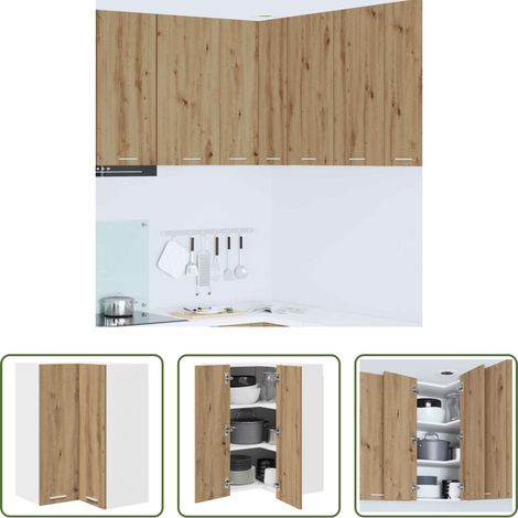 Holzschrank - Hängeschrank Artisan-Eiche und Weiß 57 x 57 x 80 cm (1/5)