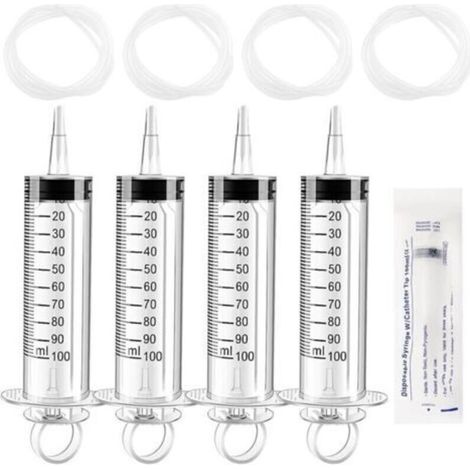 4-teiliges Set mit 100-ml-Messbechern aus Kunststoff, bestehend aus 4 x 130 cm langen Röhrchen und Kappen, einzeln verpackt, Mehrzweck-Messbecher für Industrie, Labor und Flüssigkeitsdosierung (1/4)