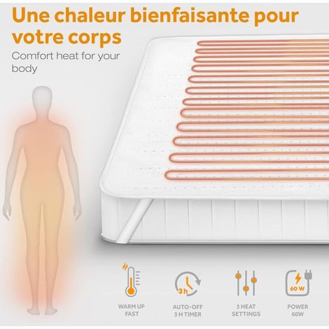 Cubrecolchón eléctrico con calefacción de 150x80 cm con apagado automático, manta térmica y calentador de colchón ajustable con 3 niveles de temperatura. (1/3)