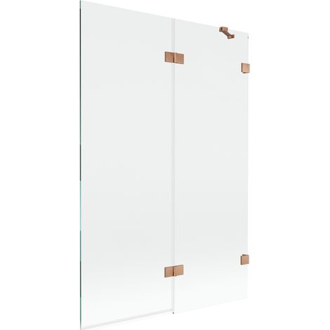 Mexen Lunar paroi de baignoire 2 volets droite 120 x 150 cm, transparent, cuivre brossé - 897-120-100-65-00-P (1/5)