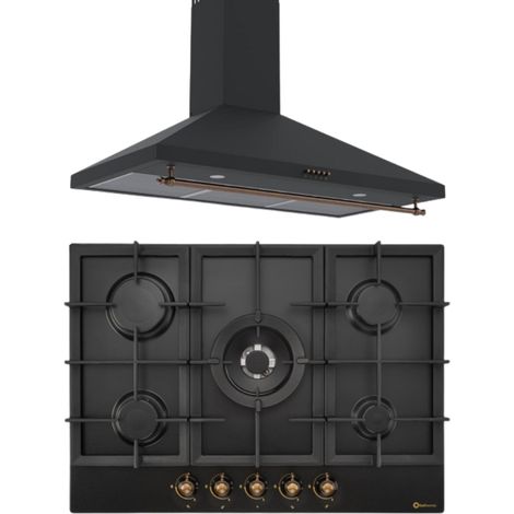 SOLTHERMIC COMBO PACK PLACA GAS BL032 NEGRA RÚSTICA 70 + CAMPANA 90