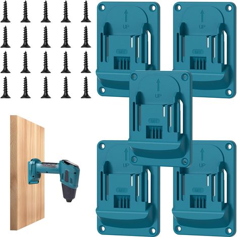 5 Pièces Support Mural pour Outils Compatible avec 18V Visseuses et Outils Électroportatifs, Support de Visseuse avec 20 Vis, pour Atelier Garage Machine, 14.4-18V (1/5)
