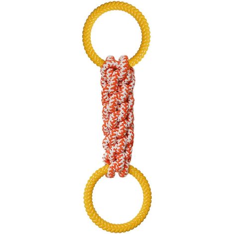 Cotton Rope Jouet pour chien – Double-Ring Handle – pour dents Grinding Gum Massage – Jaune (1/5)