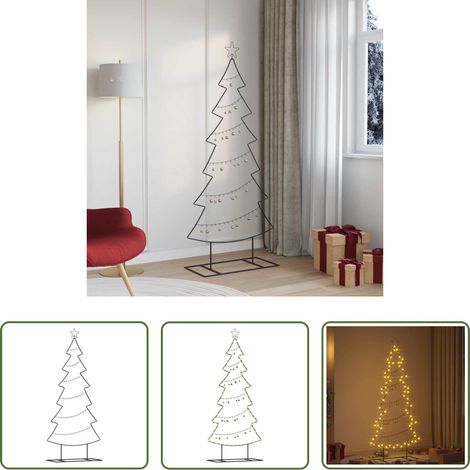 Déco de Noël - Arbre de Noël en métal avec support Noir 180 cm Acier (1/5)