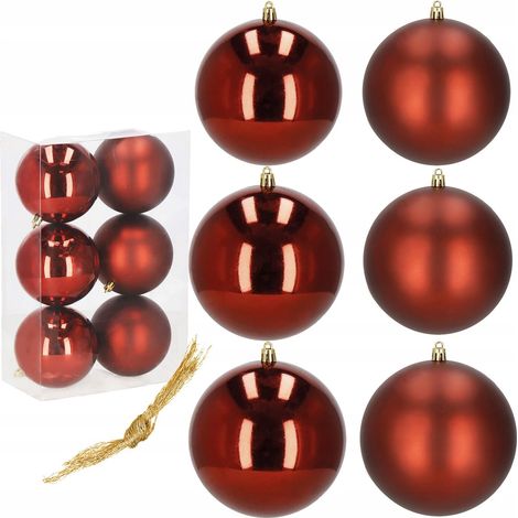 PALLINE PER ALBERO DI NATALE ADDOBBO 6 PZ NATALIZIE 10 CM SET INDESTRUTTIBILI APPENDINI