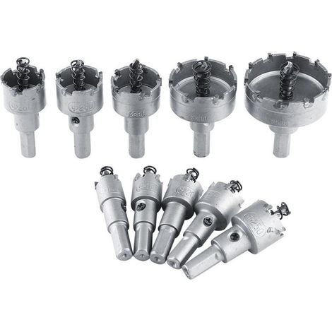 Set mit 10 HSS-Bohrern 16–50 mm, Kernbohrer, Hartmetallspitze, TCT-Kern, Schneidwerkzeuge für die Metallbearbeitung (1/4)