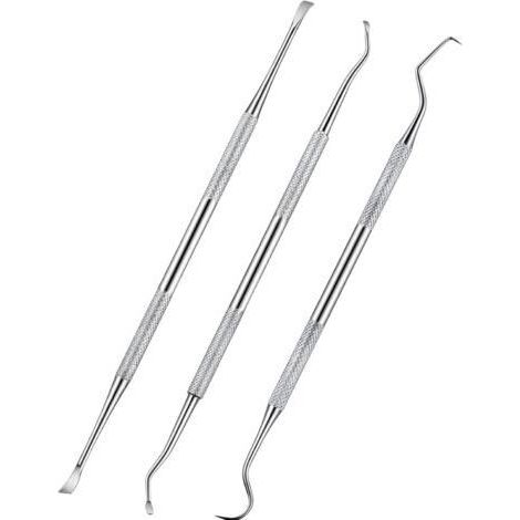 Détartreur et grattoir dentaire pour chien, 3 pièces, en acier inoxydable, à double tête, pour éliminer le tartre, outils de nettoyage des dents pour animaux de compagnie, pour chien et chat (argent) (1/4)