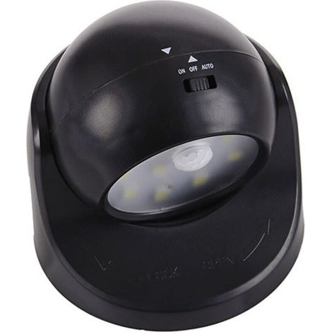 Projecteur à LED sans fil pour intérieur/extérieur avec détecteur de mouvement, marche/arrêt automatique et alimentation par piles Noir (1/2)
