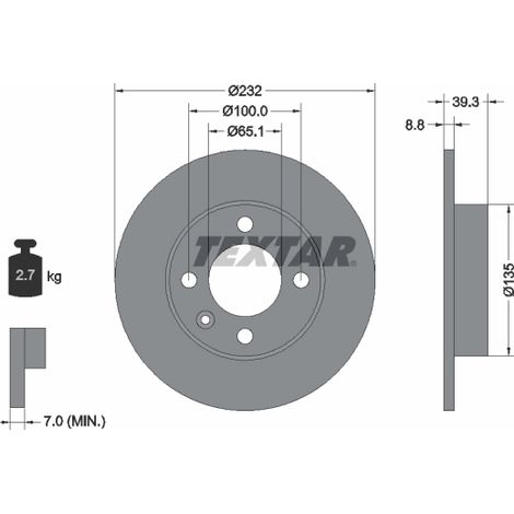 Lot de 2 Disques de frein Textar 92098203 SEAT 6N0615601A 6N0615601B