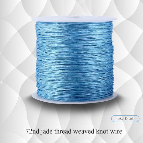 Corde de nœud chinois en nylon 100m x 0.8mm, fil de macramé queue-de-rat, fil Shamballa bleu ciel pour bijoux artisanaux. (1/5)