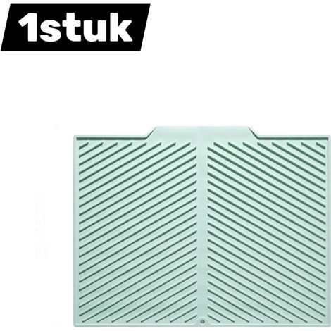 Tapis égouttoir en silicone 42,5 x 33 cm avec surface résistante à la chaleur et égouttoir intégré pour protéger plans de travail planches à découper et plaques de cuisson couleur verte (1/5)
