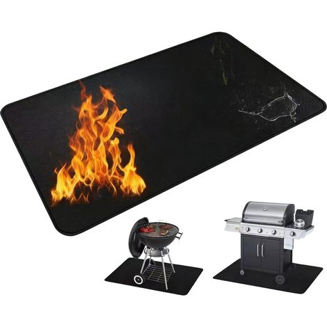 Tapis de Protection Barbecue,Double Face Ignifuge, Noir, 120 x 165 cm, pour Cheminée et Barbecue, Facile à Nettoyer, Protection Contre la Graisse et Les étincelles (120 165) (1/5)