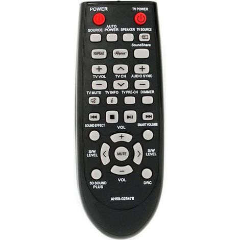 Télécommande - Pour Barre De Son Samsung HW-F450 HW-FM45 PS-WF450 - Compatible Modèles AH59-02547B AH59-02612A AH59-02612B - Noir - 1 Pièce (1/5)