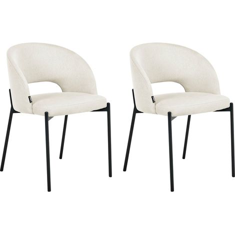 Set of 2 Dining Chairs PENNY Fabric Light Beige