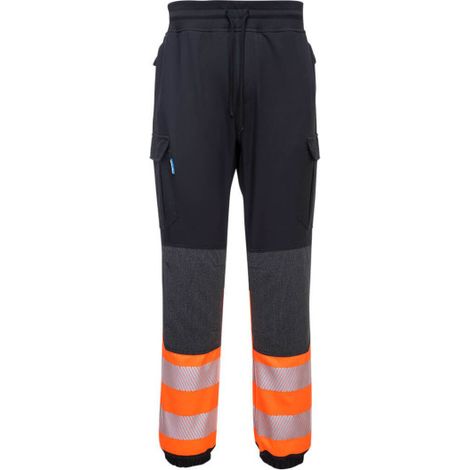 Pantalón de alta visibilidad KX3 de tejido flexible protección de rodilla y cinta reflectante KX341 L Negro/Naranja
