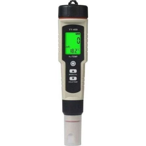 Tester di qualità dell'acqua 7-in-1 – pH, cloro, salinità, ORP, TDS, CE, temperatura di Alta precisione, impermeabile IP67, secondo ATC – Per la piscina, acquario, idroponica (1/5)