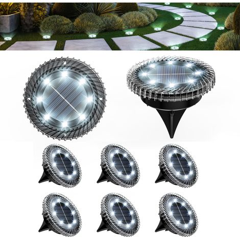 Lot de 8 mini lampes solaires encastrables – Étanches, autonomes – Parfaites pour jardin, allée, entrée et arrière-cour-Lumière blanche (1/5)