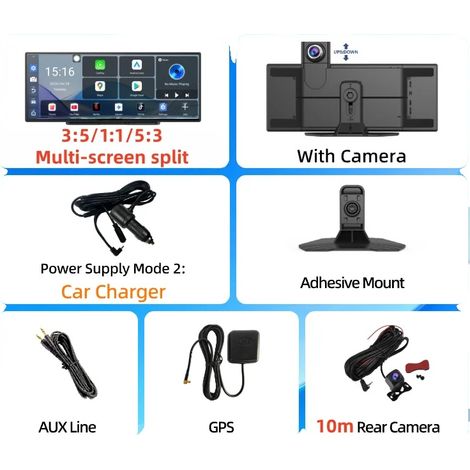 Caméra DVR, Double WIFI, Fonctionnalité Écran Divisé, 6G RAM 10m caméra arrière, Avec carte TF de 128G-b (1/2)