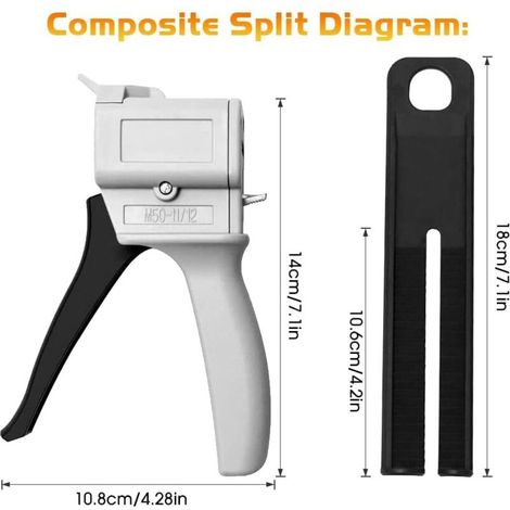 Pistolet Distributeur Époxy 50 ml, AB Pistolet à Colle Époxy Poignée Applicateur pour Mélange Colle, Ratios 1:1 et 2 :1 (Pistolet) (1/3)