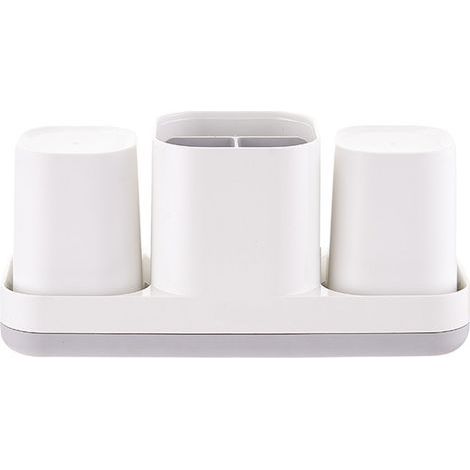 Porte-dentifrice en plastique pour brosse à dents, organisateur de rangement pour salle de bain, caddie blanc (1/5)