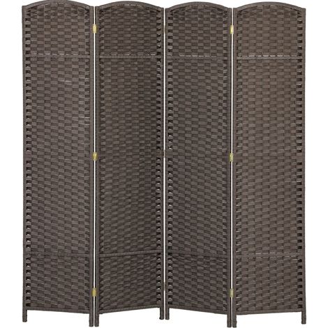 Paravento pieghevole a 4 pannelli marrone 160 x 170 cm (1/5)