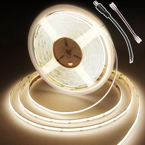 Ruban LED COB 10m, 384 LEDs/m, 9w/m, Bande LED 4000k avec Connecteur, Largeur 8mm, CRI 92+, Ruban LED Bianco Naturale pour Chambre à Coucher, Cuisine, Miroir, Armoire (sans Alimentation) (1/5)
