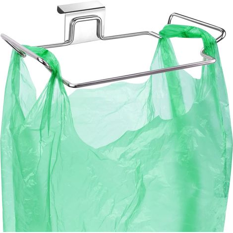 Support Pour Sac À Ordures - Acier Inoxydable - Pour Porte De Placard Cuisine - Fixation Sans Perçage - 9 x 5,5 x 1,6 Pouces - 1 Pièce (1/5)
