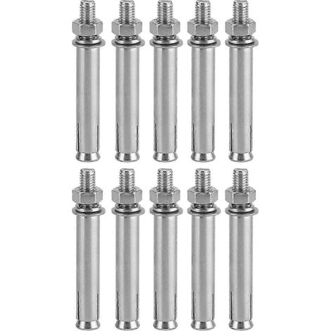 Cheville à frapper M8x80 en inox 304, lot de 10 vis d'expansion pour fixation lourde, accessoire de bricolage et outillage, boulon d'ancrage résistant à la corrosion, usage intérieur et extérieur. (1/5)