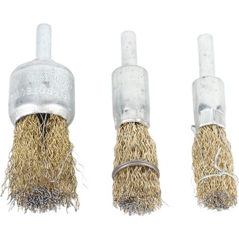 Ensemble de 3 brosses métalliques à poils durs pour perceuse (1/5)