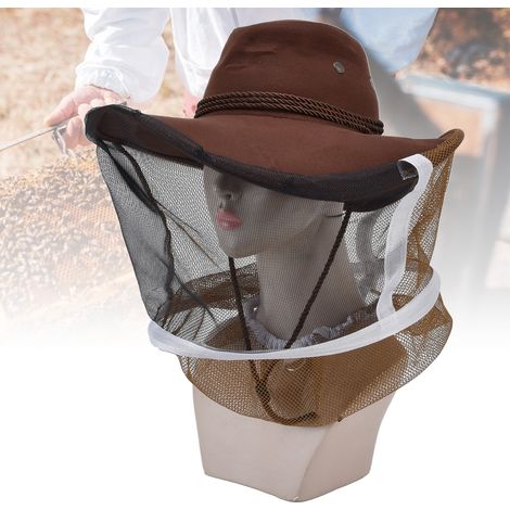 [Sombrero de vaquero con tejido de malla] Sombrero de apicultor [Modelo elástico] [Tejido de malla transpirable] Sombrero de apicultor marrón para apicultores, pescadores, cazadores y campistas (1/5)