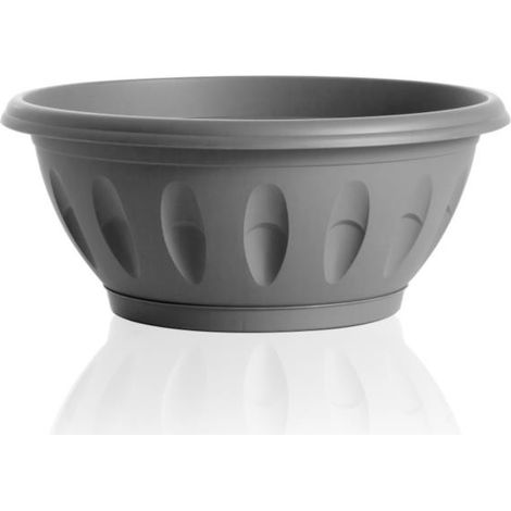 Pot de fleurs avec soucoupe "Alba" en plastique - Gris - 15L - Livraison gratuite