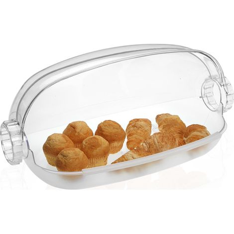 Contenitore con coperchio per frigo vetrina porta pane dolci croissant da cucina casa bar vassoio in plastica (1/3)