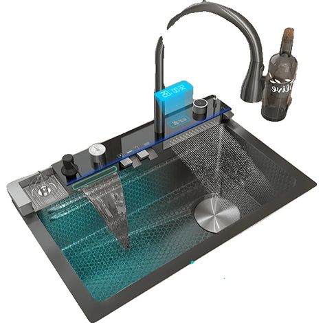 Évier de cuisine, simple cuve, acier inoxydable 304, 8046-Droite-FM-F (1/2)